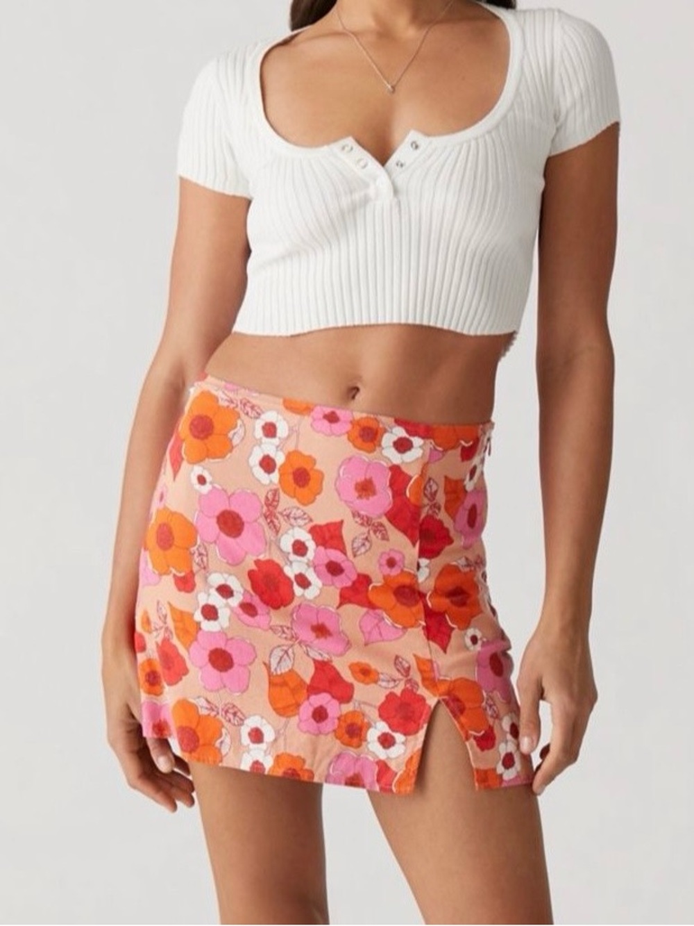 Urban Outfitters Rosie Notched Mini Skirt